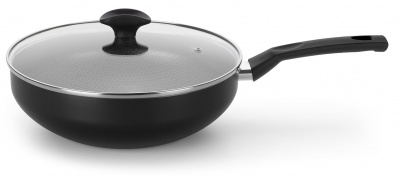 Frigideira Wok com tampa Amora Preto Matte